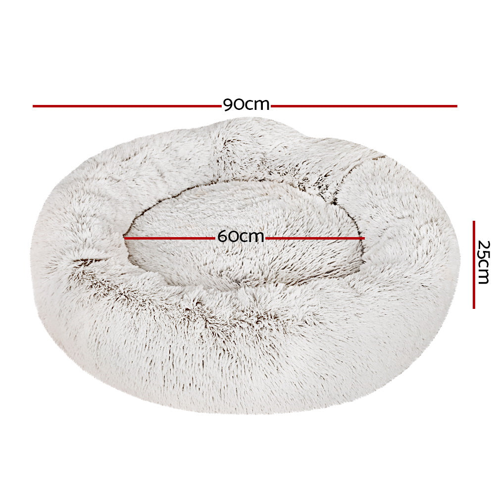 Luna Calming Pet Bed – White – 90 cm