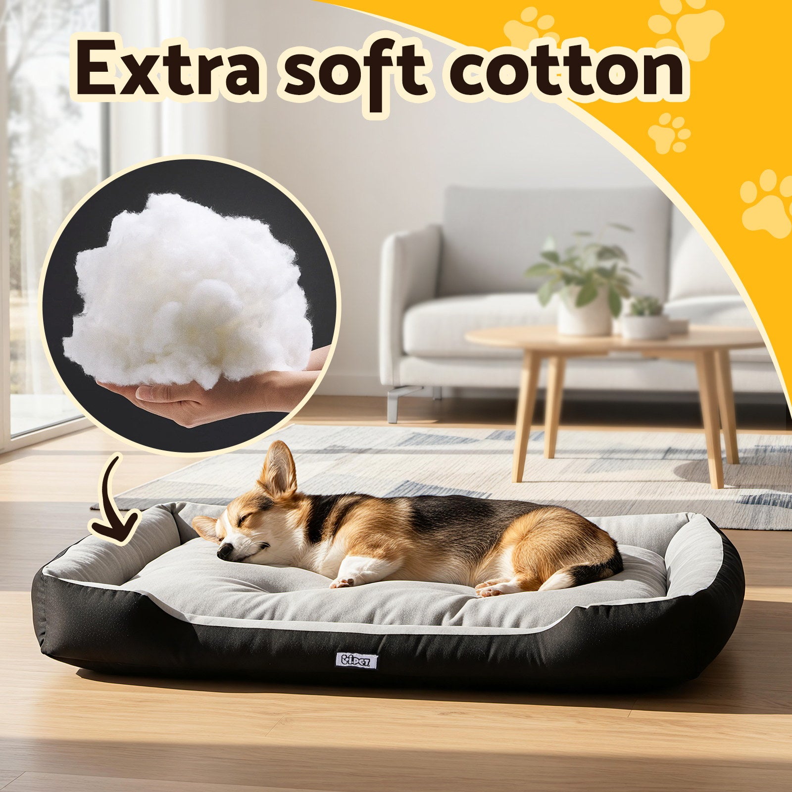Valero Cotton Pet Bed – Grey & Black – Extra Large 120 cm