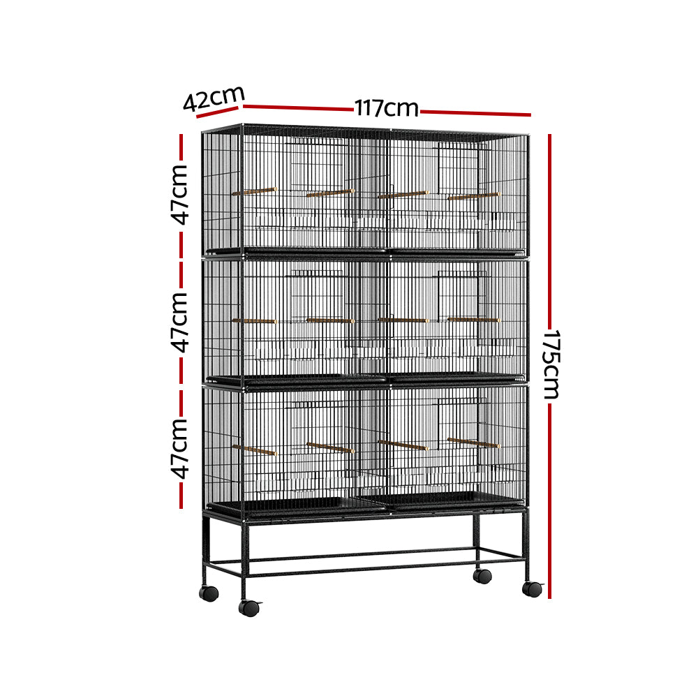 Colony Six-Cage Aviary – Black – 175 cm