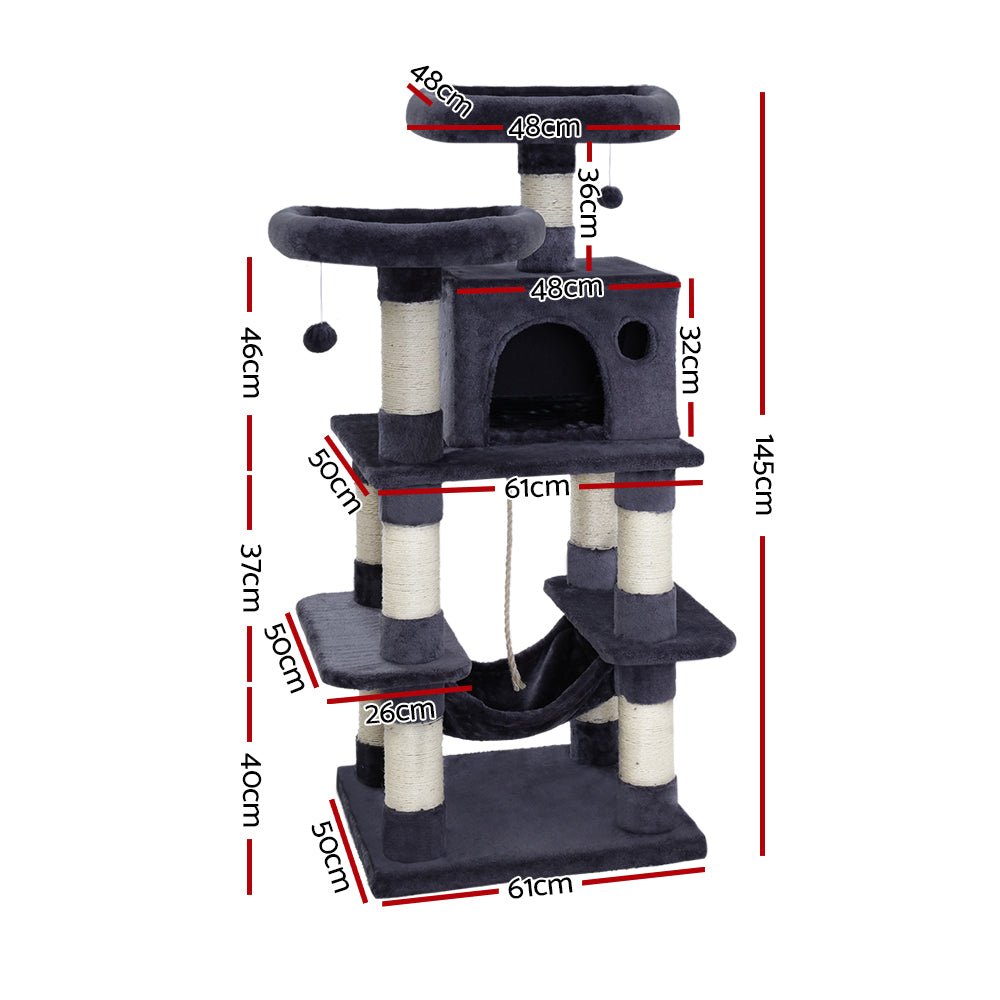 Cosmo Cat Tree Tower – Grey – 145 cm