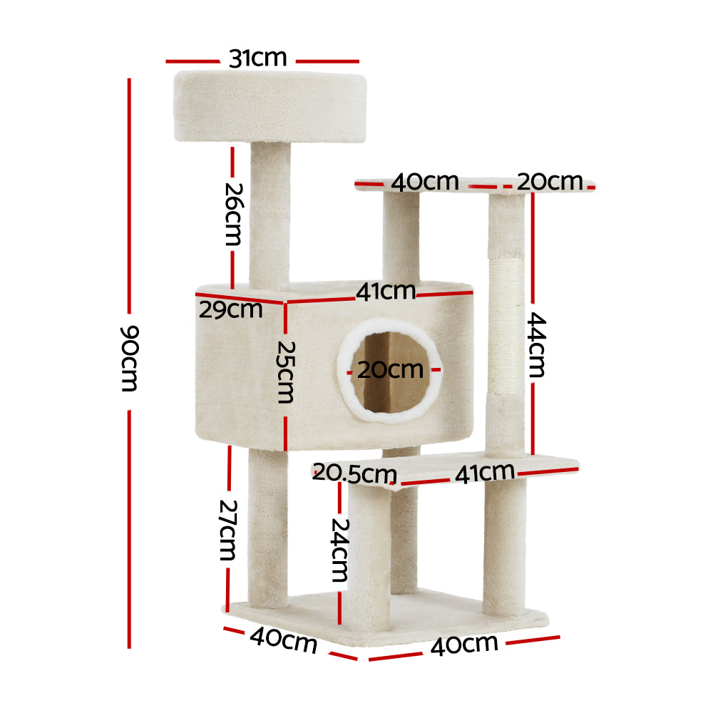 Hickory Cat Tree Tower – Beige – 90 cm
