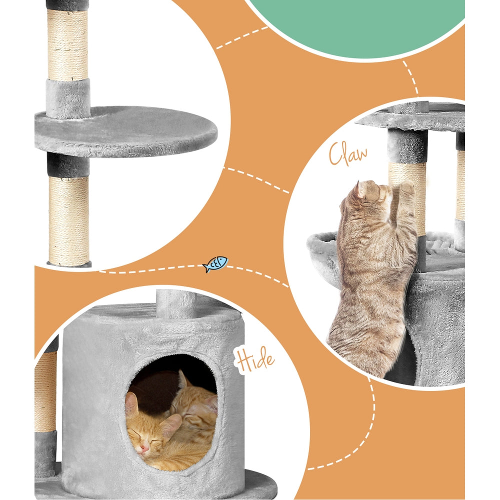 Cara Cat Tree Tower – Light Grey – 123 cm