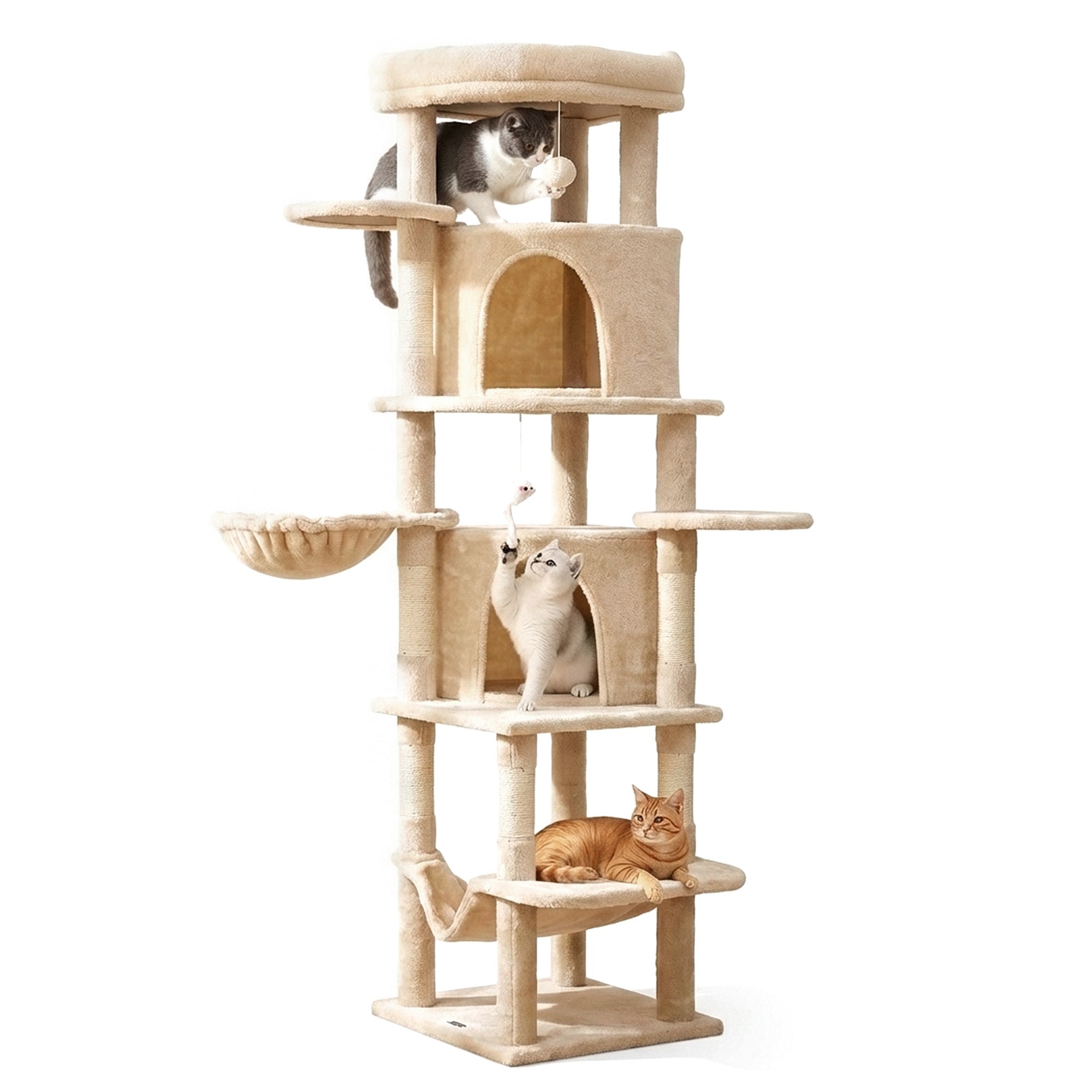Cat Tree Tower 167cm Large Scratching Post Furniture Scratcher House Beige