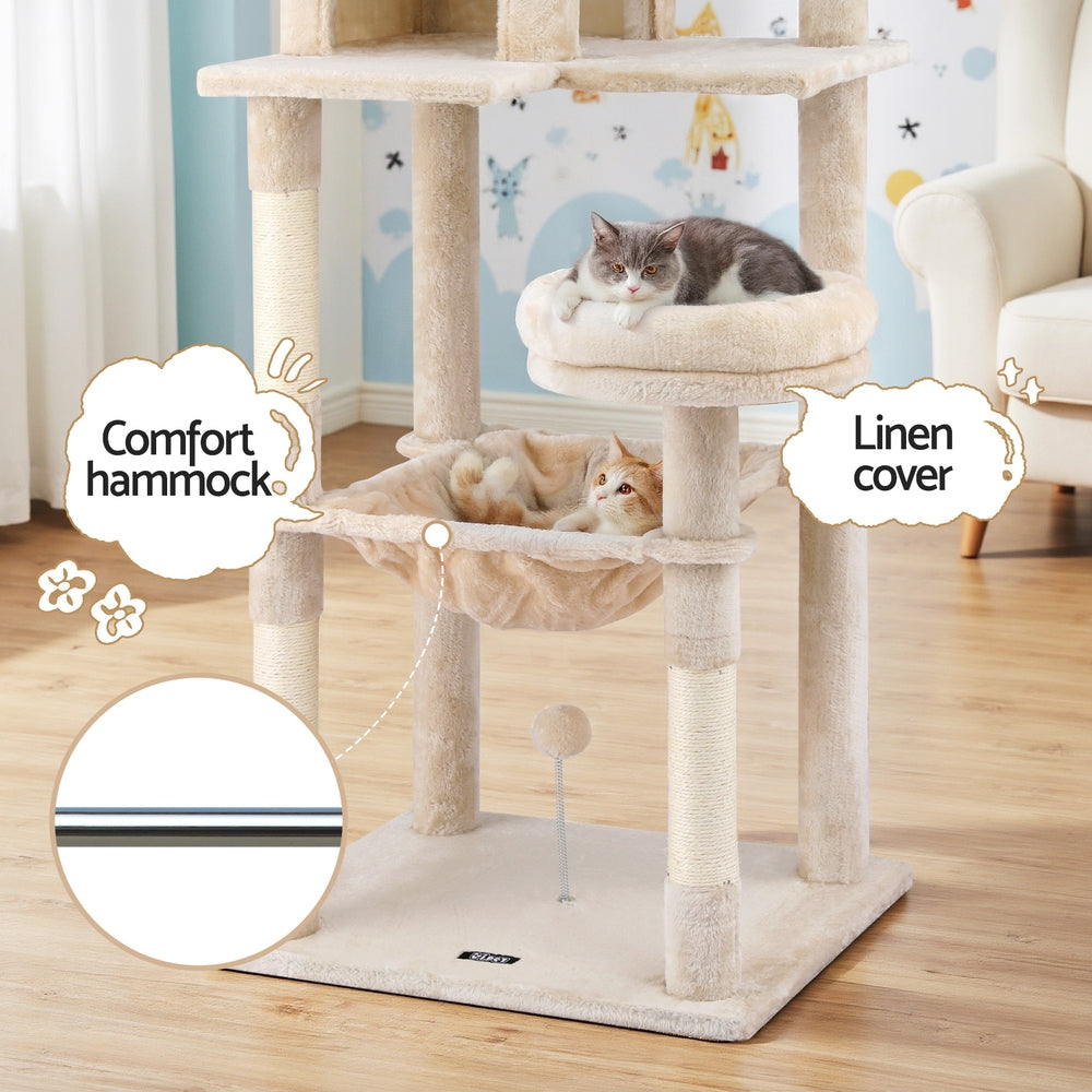 Altura Multi-Level Cat Tree – Beige – 143 cm