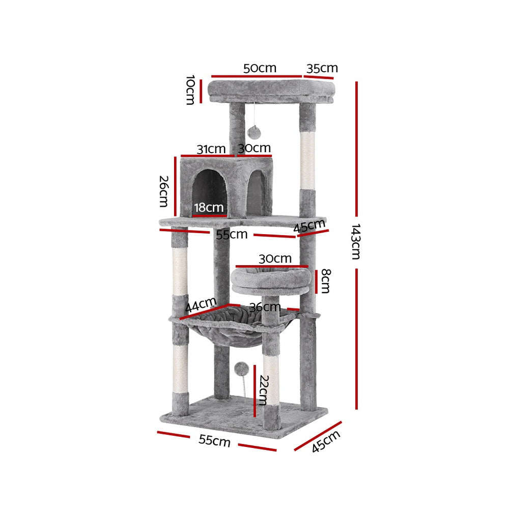 Meridian Cat Scratching Tree – Light Grey – 143 cm
