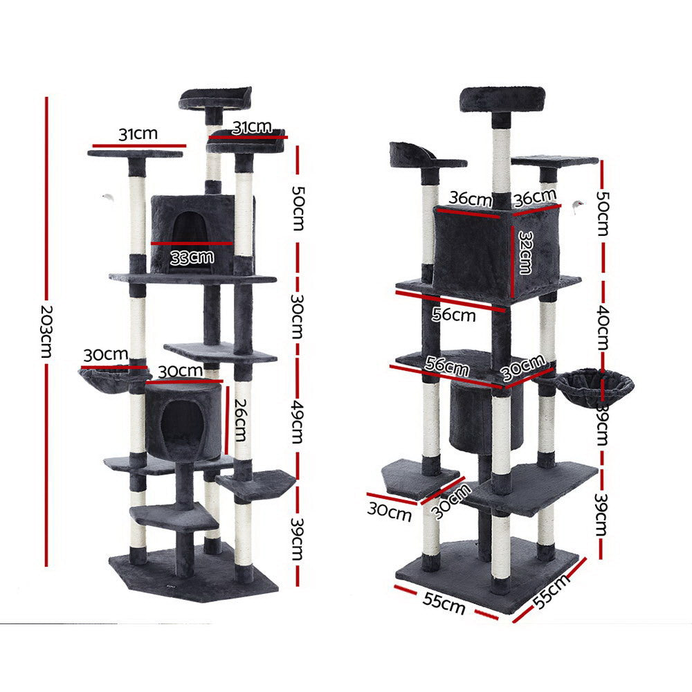 Buddy Cat Tree Tower – Grey – 203 cm