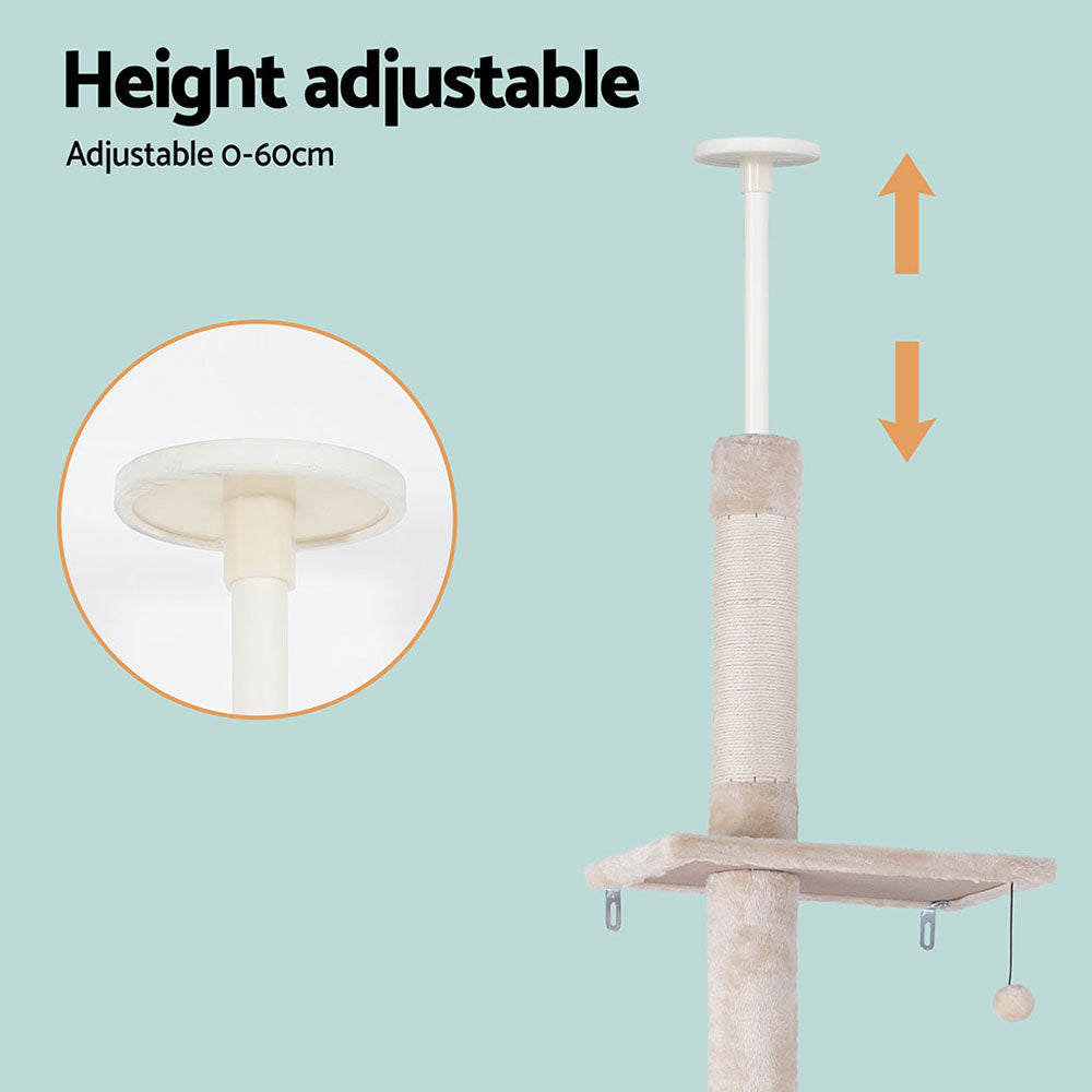 Altima Floor-to-Ceiling Cat Tree – Beige & White – 290 cm