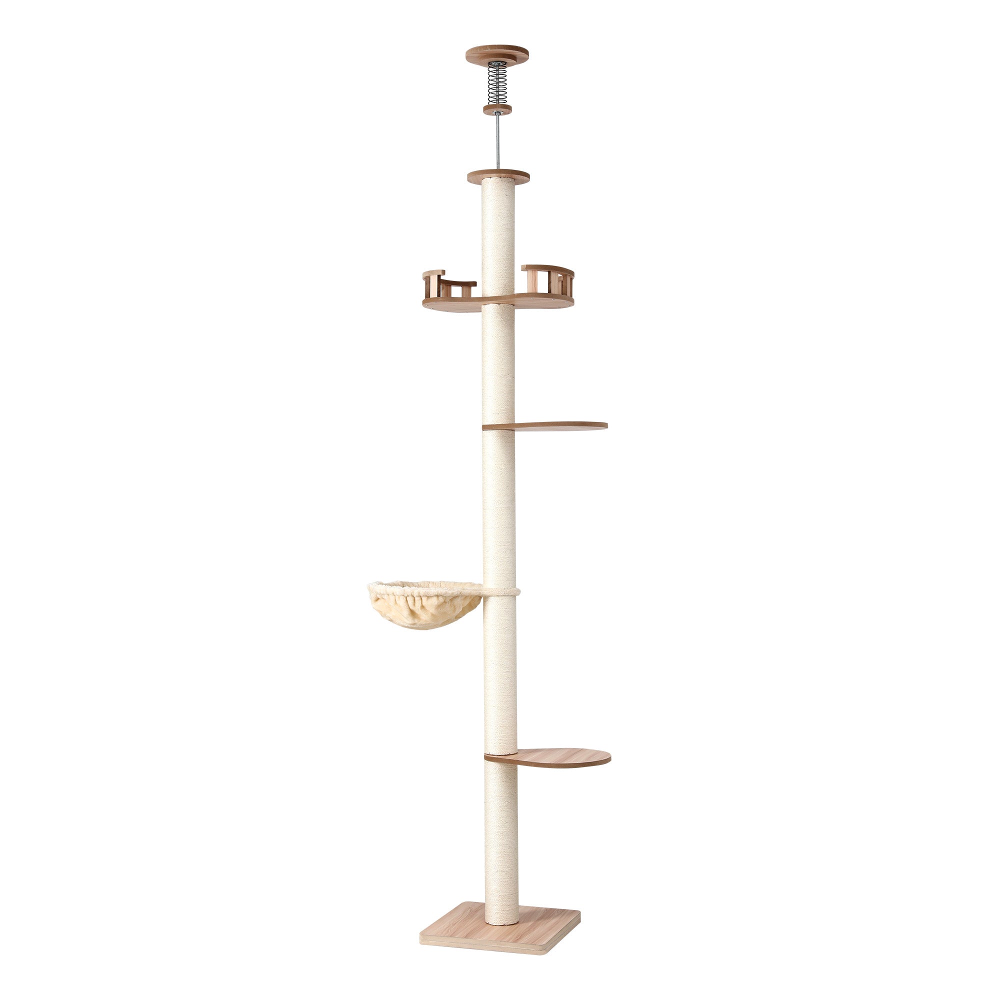 Cat Tree Tower Floor to Ceiling Scratching Post 270cm Beige