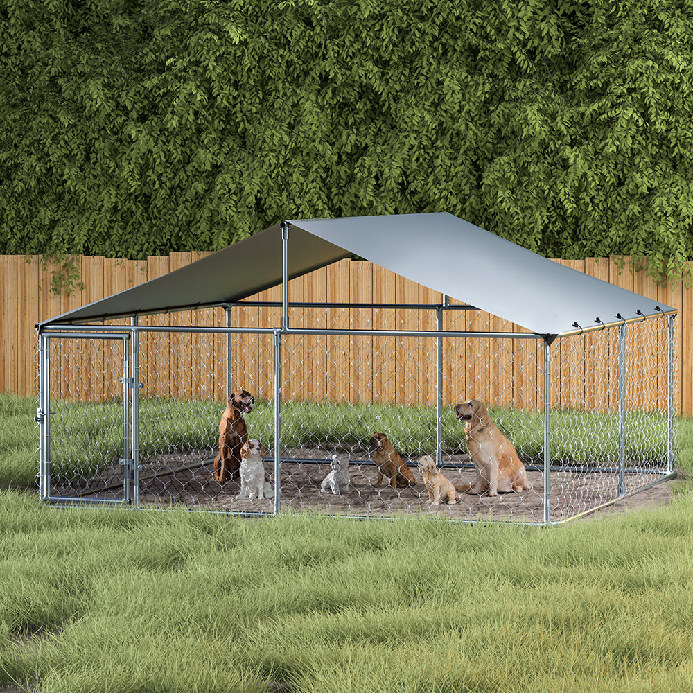 Titan Outdoor Dog Kennel – Silver – XXL 3m x 3m