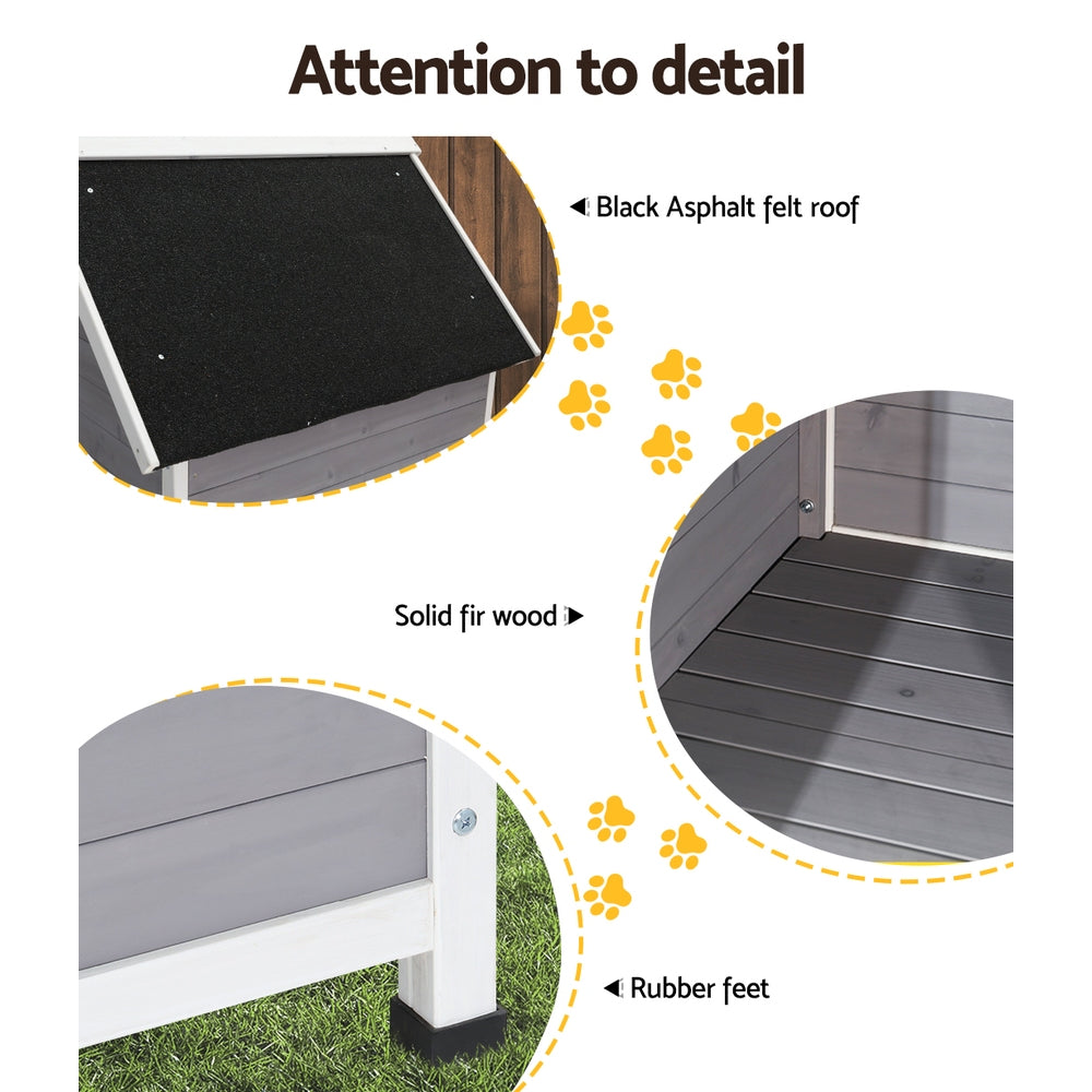 Hadston Wooden Dog Kennel – Grey – Large
