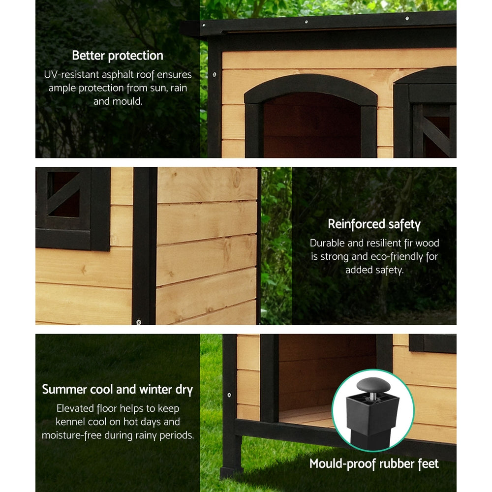 Kairo Wooden Dog Kennel – Black & Brown – Medium