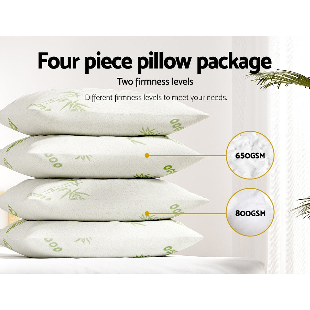 Serena Bamboo Pillows – White – Set of 4