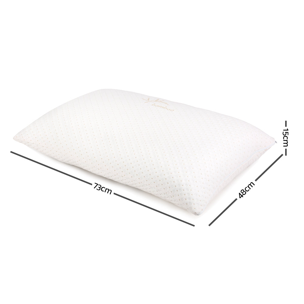Serano Memory Foam Pillow with Bamboo Cover – White – Set of 2