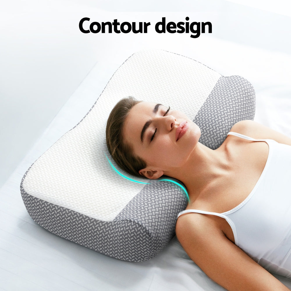 Cervina Contour Memory Foam Pillow – White & Grey