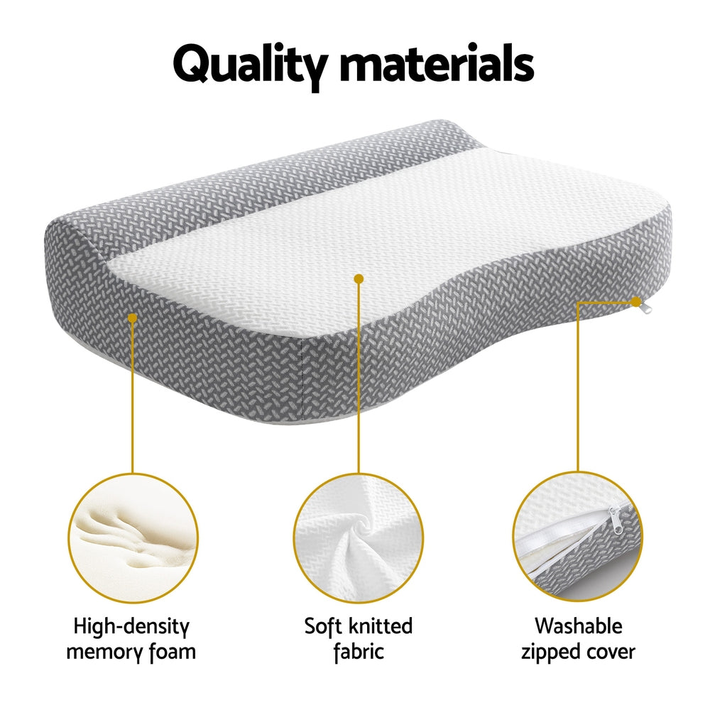 Cervina Contour Memory Foam Pillow – White & Grey