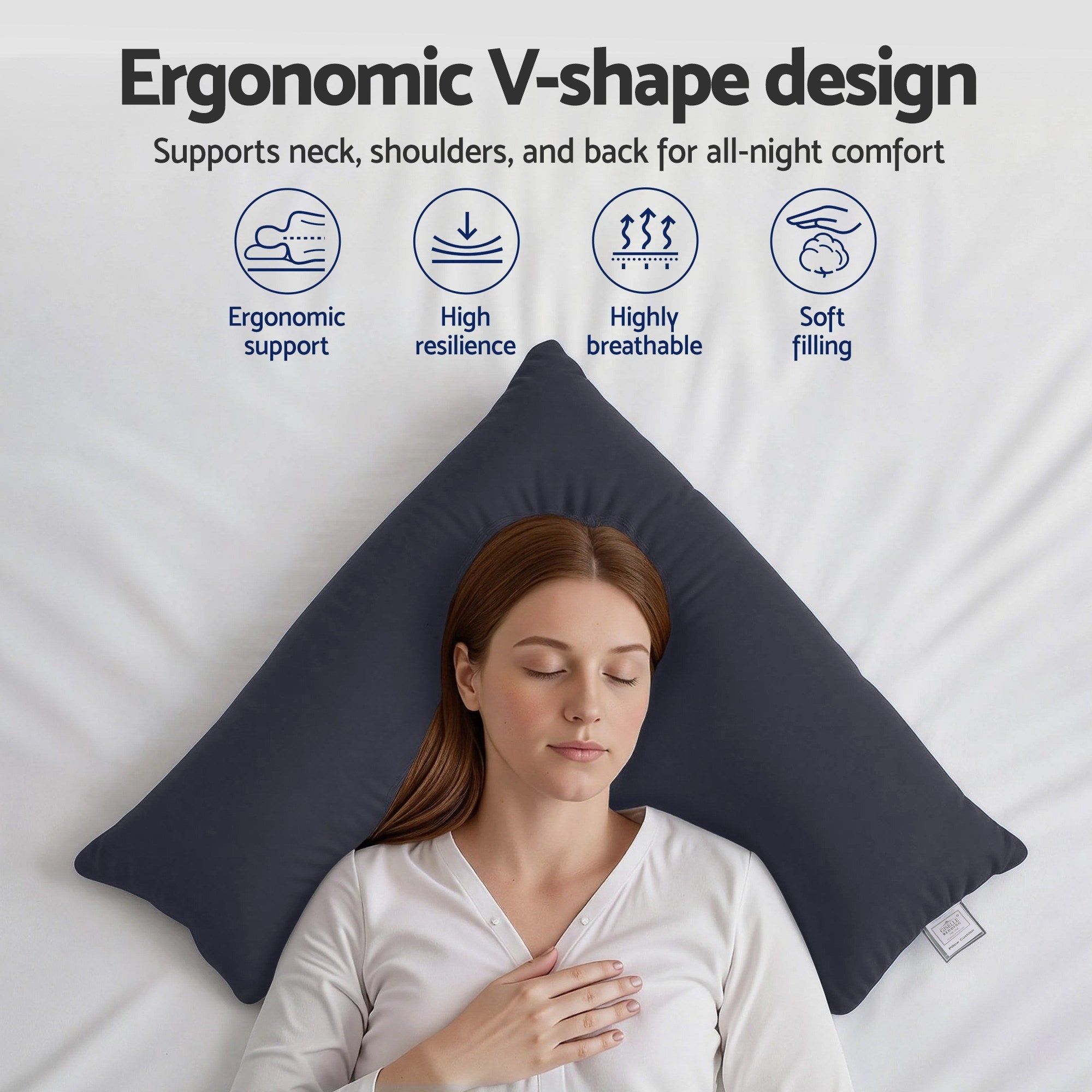 Meridian V-Shape Body Pillow – Grey – Standard