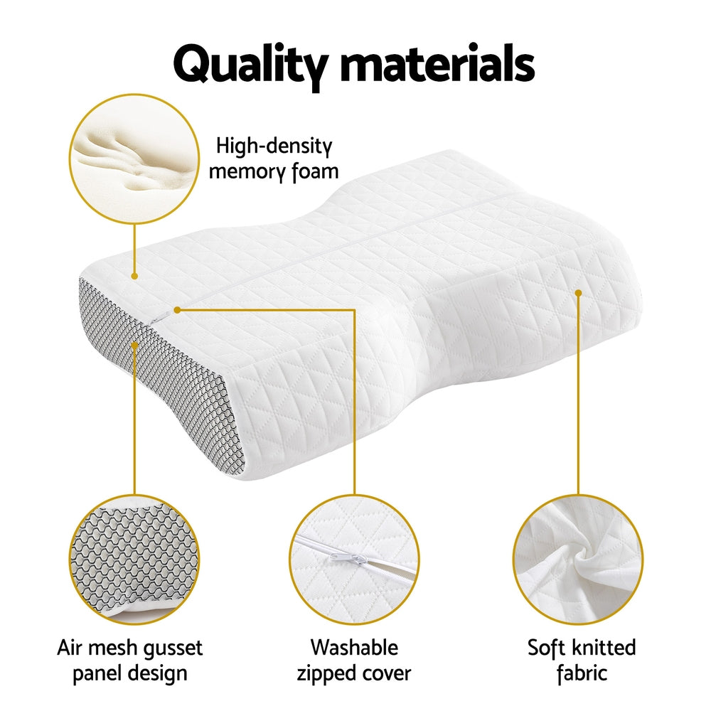 Valeria Memory Foam Contour Pillow – White – Standard