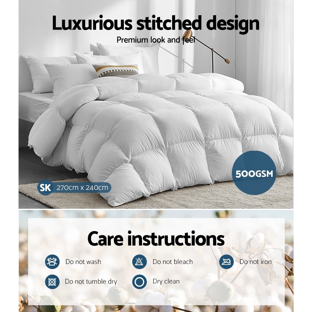 Valore Duck Feather Down Quilt – White – Super King