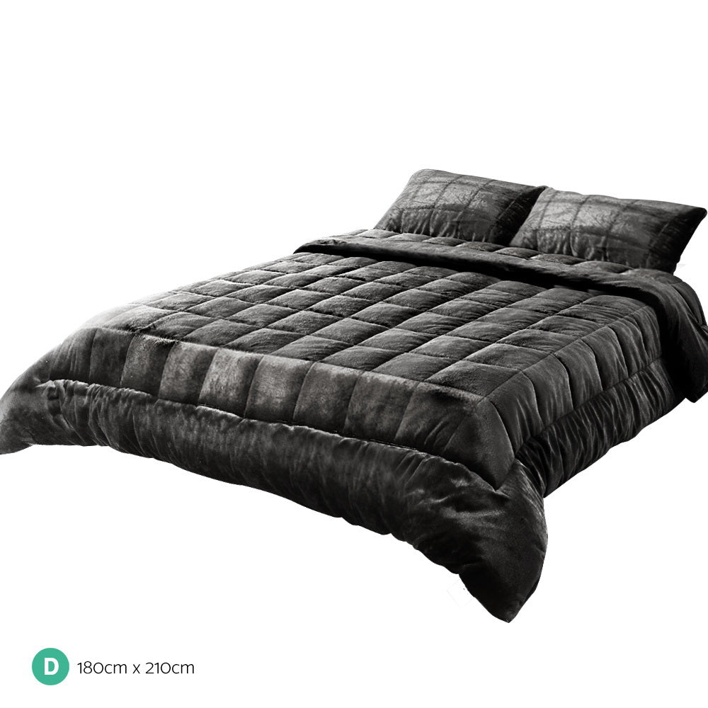 Halston Faux Mink Quilt – Charcoal – Double