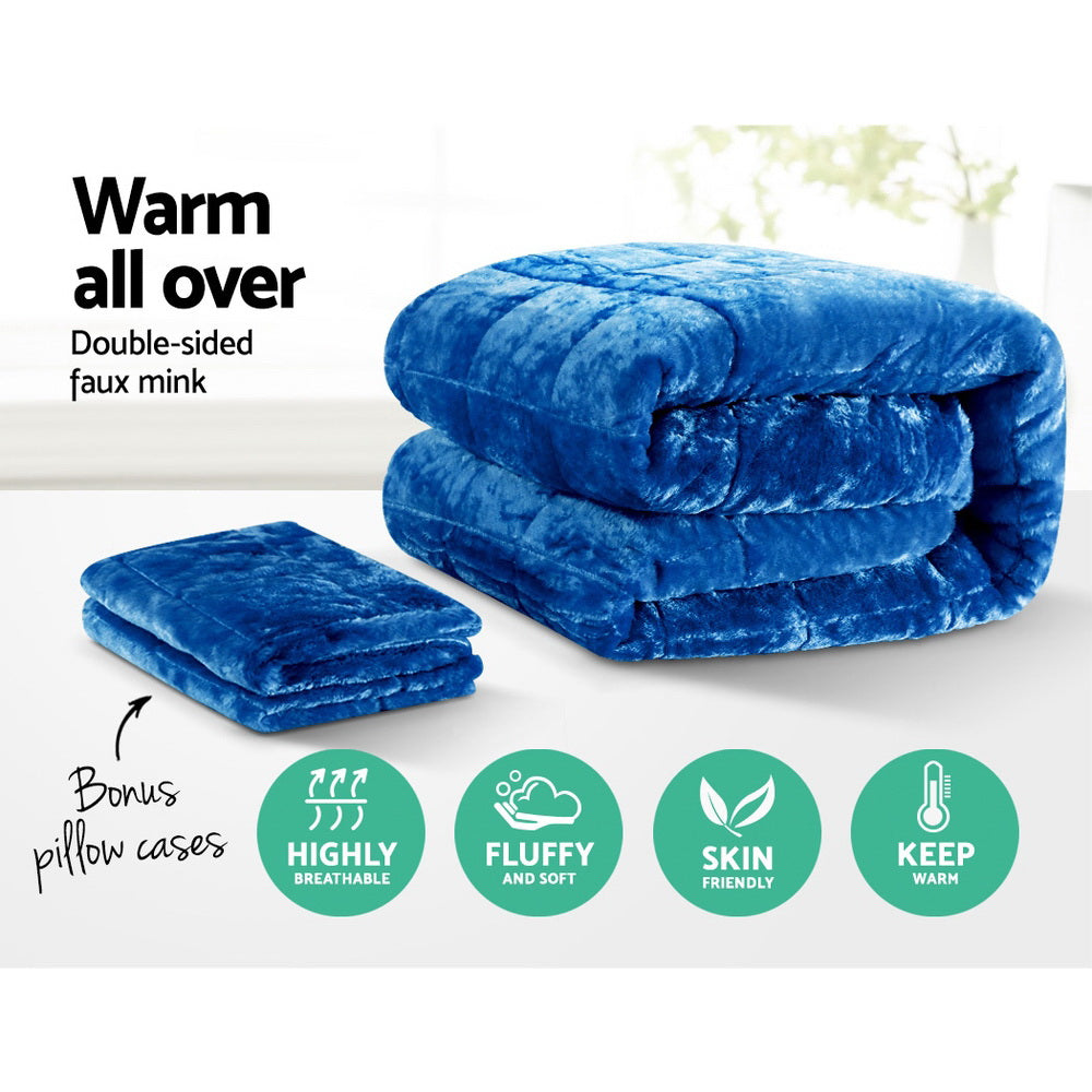Halston Faux Mink Quilt – Blue – King