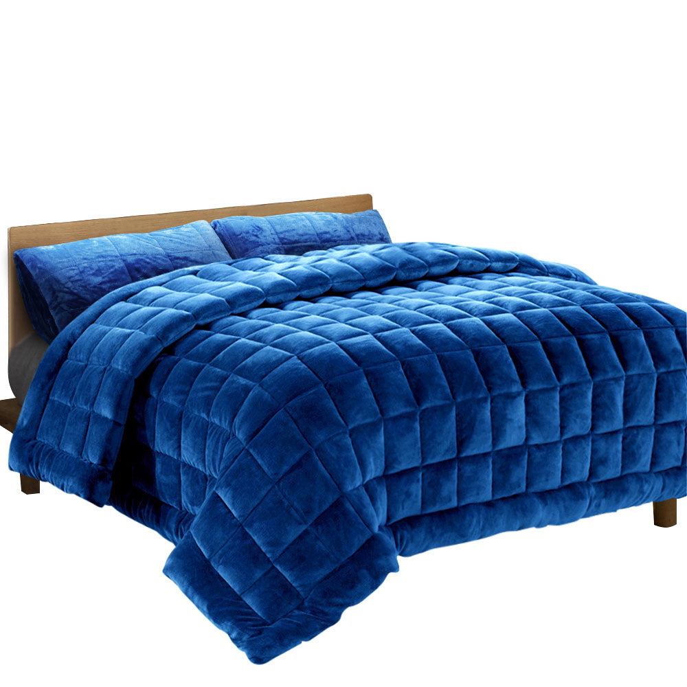 Faux Mink Quilt Blue – Queen