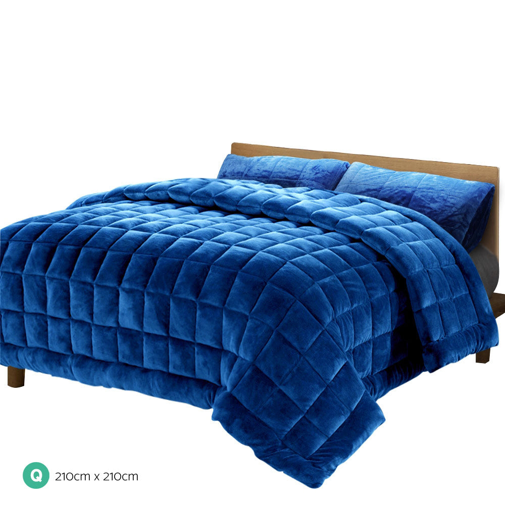 Luxora Faux Mink Quilt – Blue – Queen