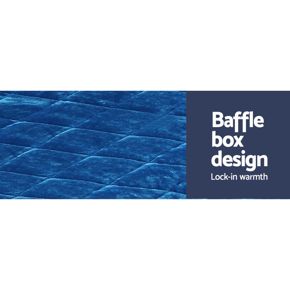 Halston Faux Mink Quilt – Blue – Super King