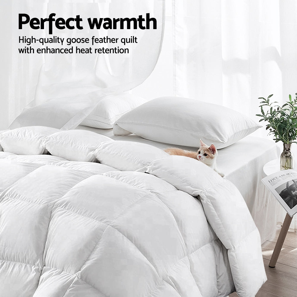 Atlas Goose Down Feather Quilt – White – King – 800GSM