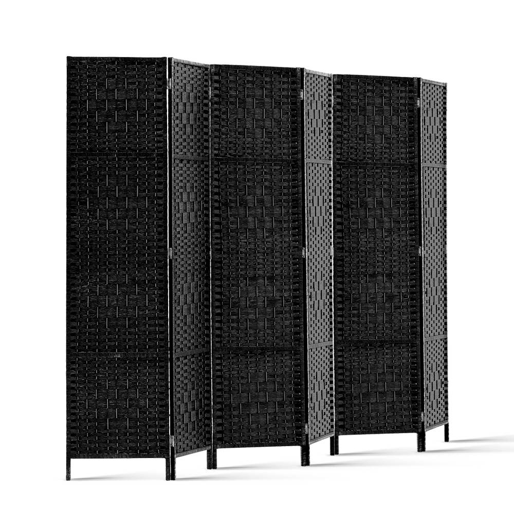 Cove 6 Panel Room Divider Screen Woven Black