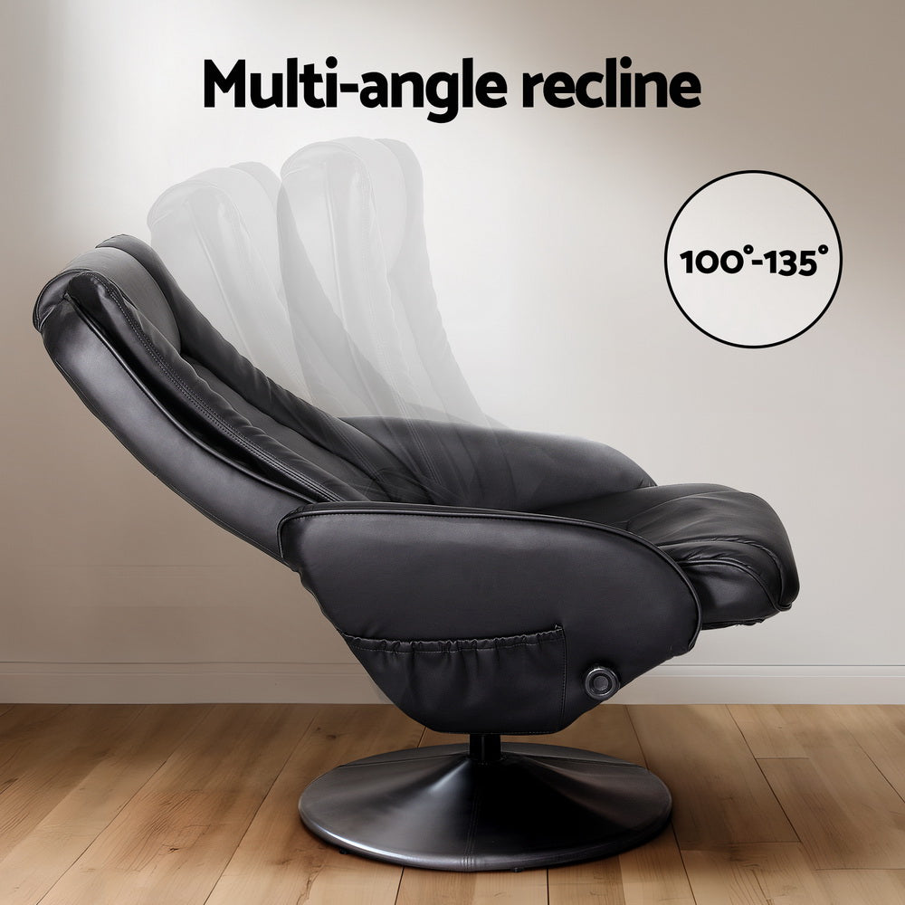 Cobble Heated Massage Recliner Chair – Black – Single
