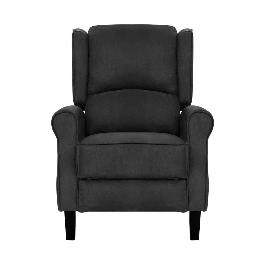 Serano Suede Recliner Chair – Grey – Single