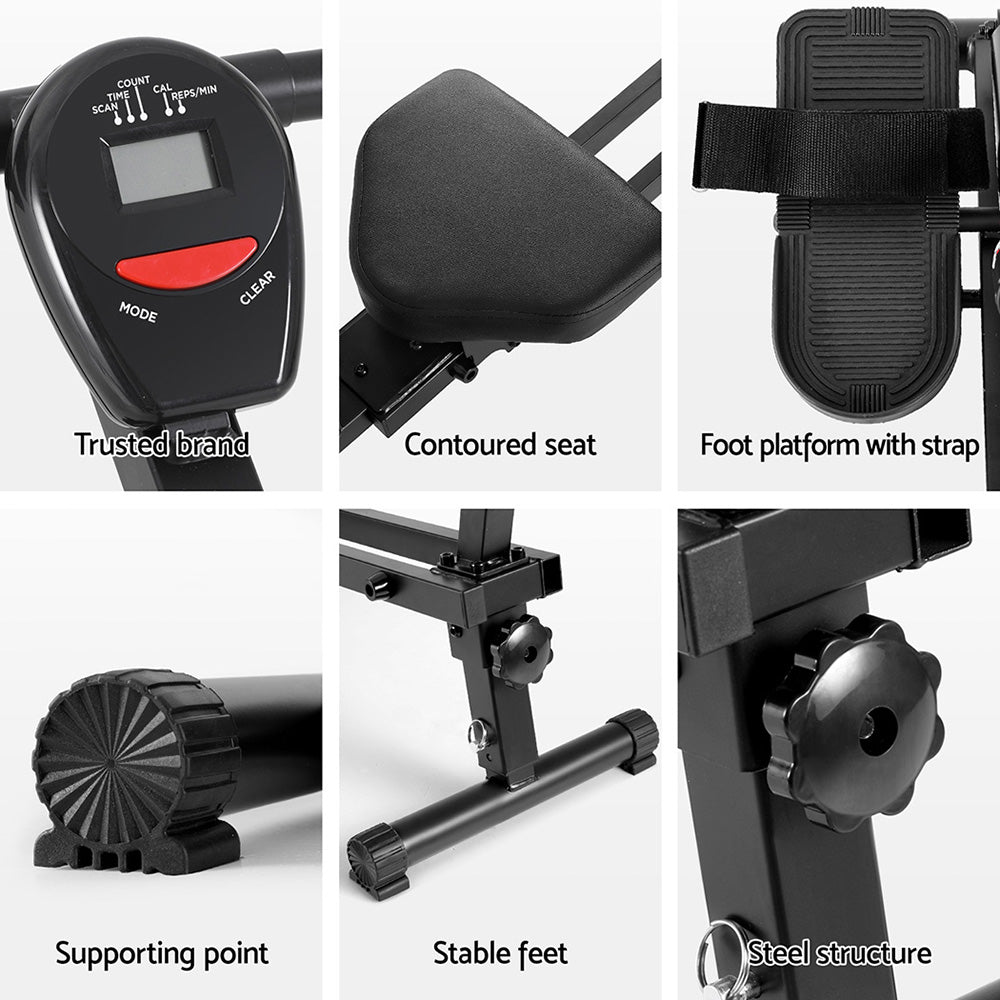 Serano Hydraulic Rowing Machine – Black – 12 Level Resistance