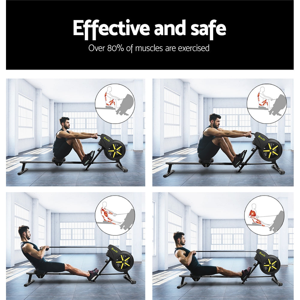 Cyclone Air Resistance Rowing Machine – Black