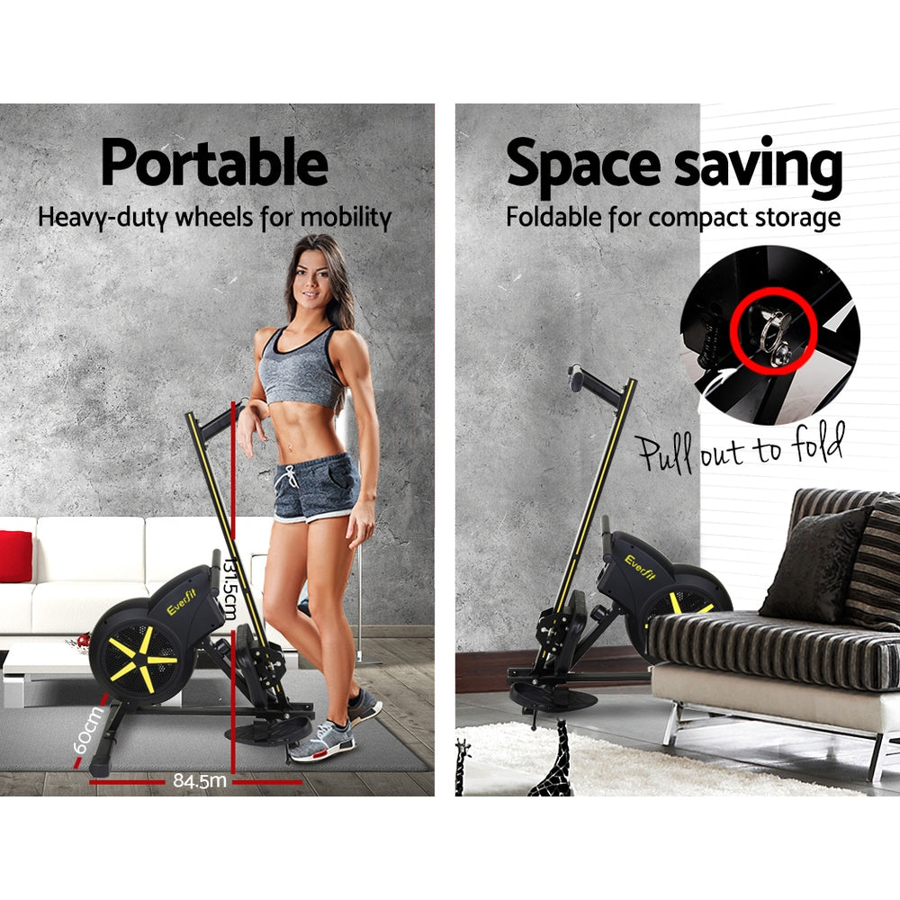 Cyclone Air Resistance Rowing Machine – Black