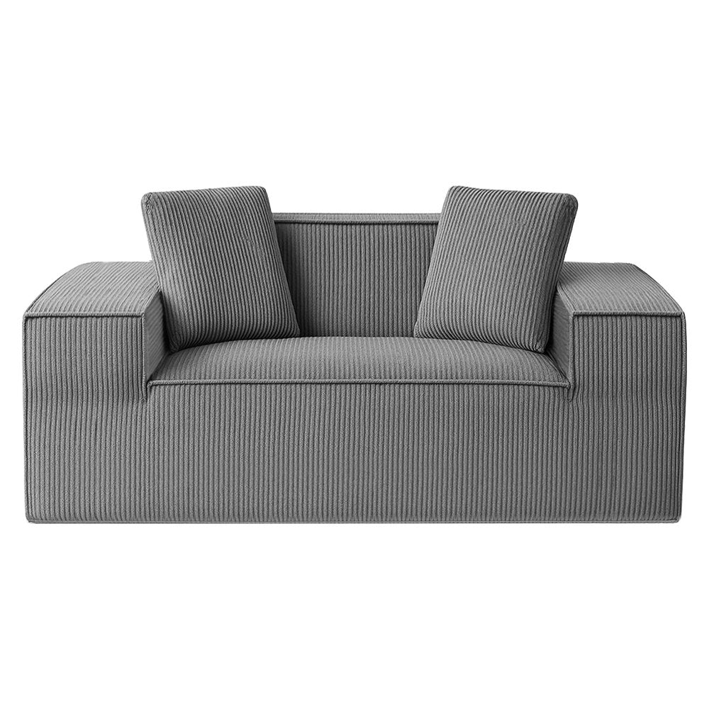 Rowan Corduroy Loveseat – Grey – 2 Seaters