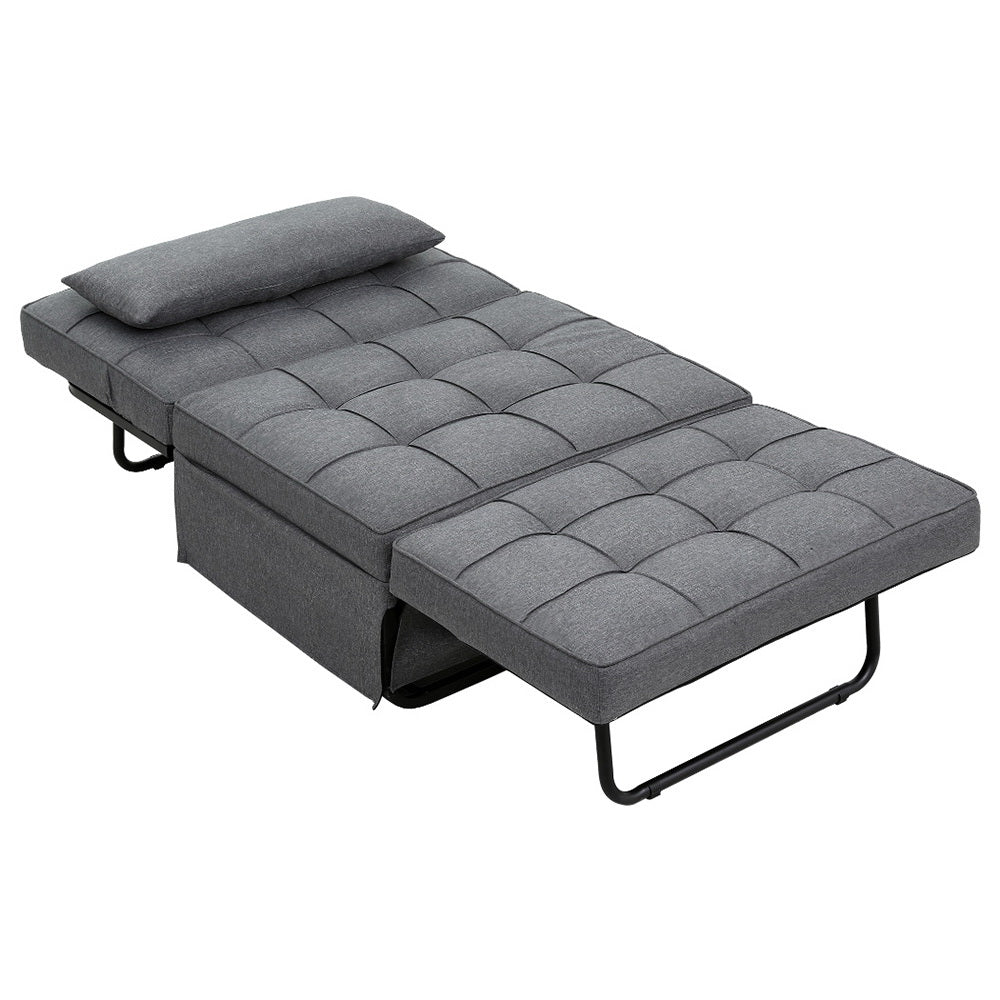 Marston Convertible Ottoman Sofa Bed – Grey – Single Seater