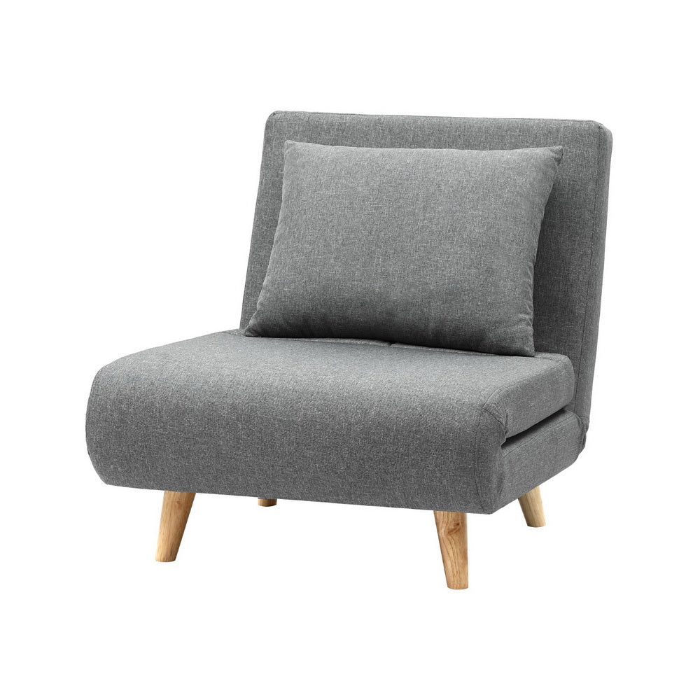 Sofa Bed Convertible Couch Recliner Lounge Chair Linen Grey