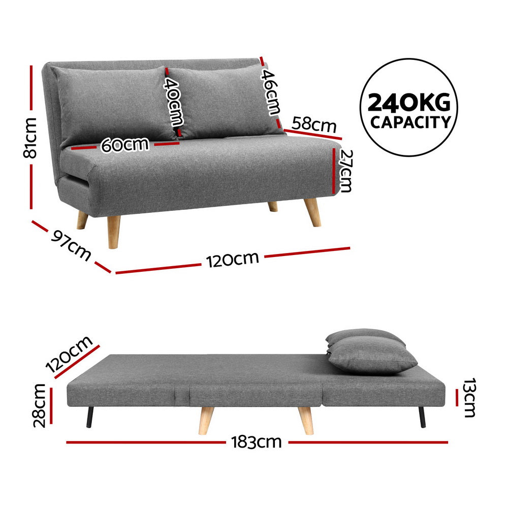 Dalton Convertible Sofa Bed – Grey – 2 Seaters