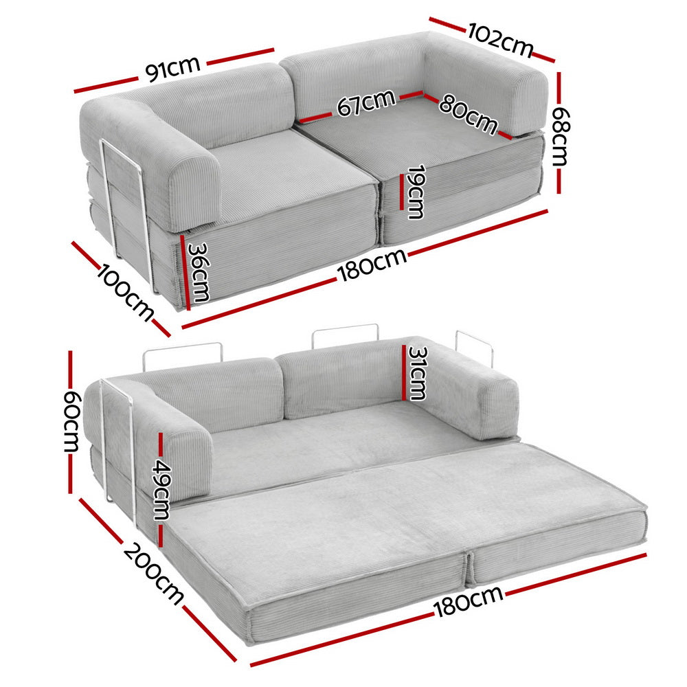 Nexus Convertible Folding Sofa Bed – Grey – 180 cm
