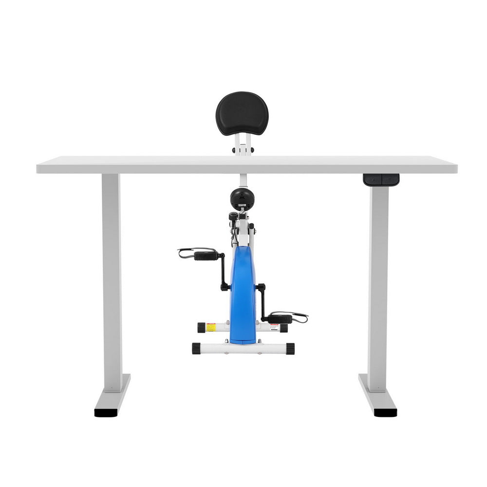 Nexus Electric Standing Desk with Exercise Bike – White – 140 cm