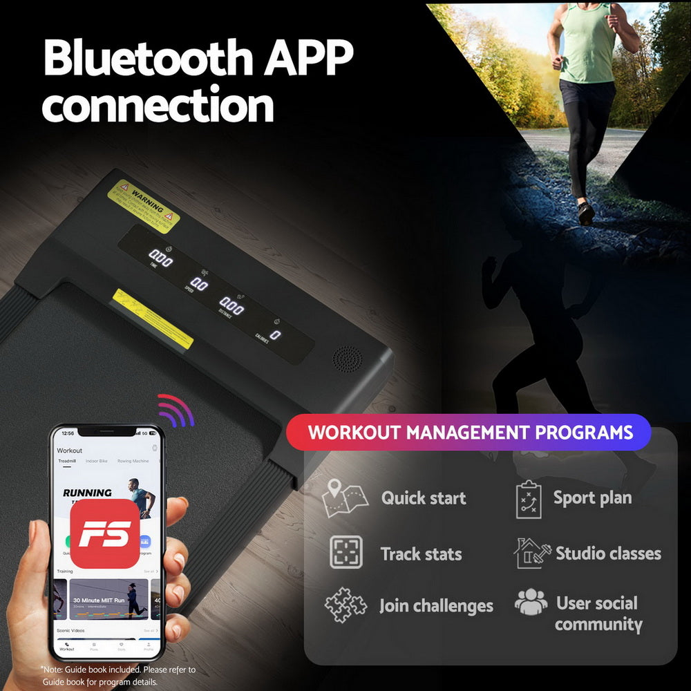 Kaplan Electric Treadmill Desk Combo – Black & Natural Wood – 120 cm