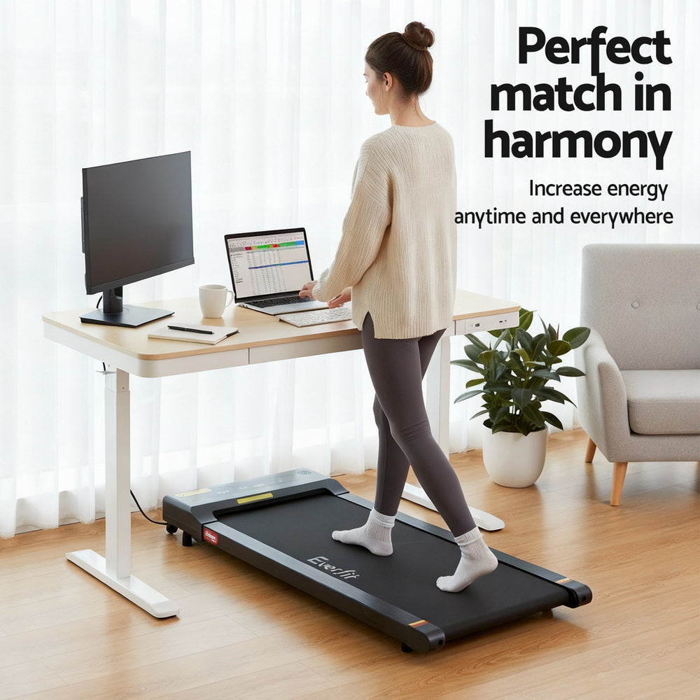 Zedron Electric Treadmill Desk Combo – White & Oak – 120 cm