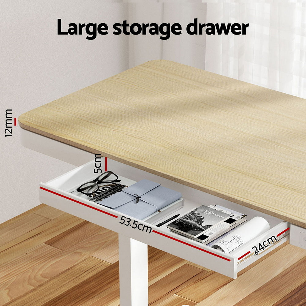 Zedron Electric Treadmill Desk Combo – White & Oak – 120 cm