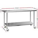 Stainless Steel Kitchen Bench with Wheels – 1829x610mm