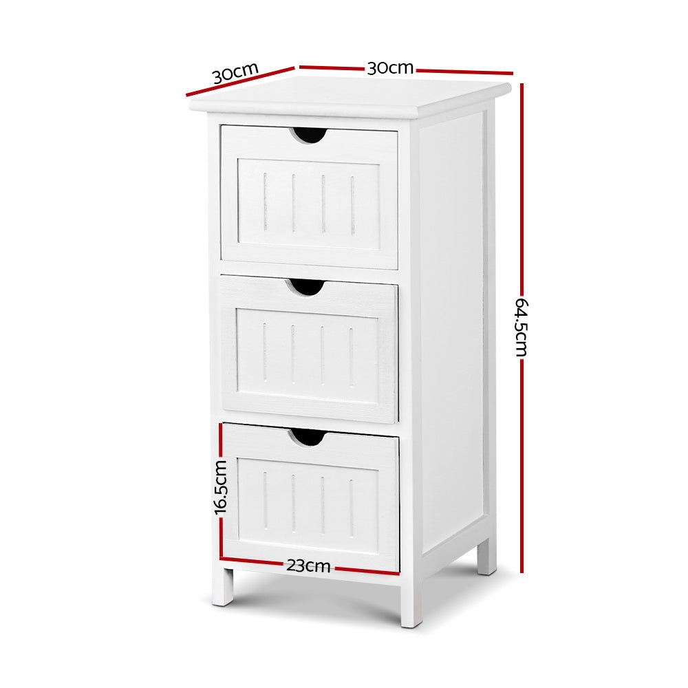 Valentina 3 Drawer Storage Cabinet – White