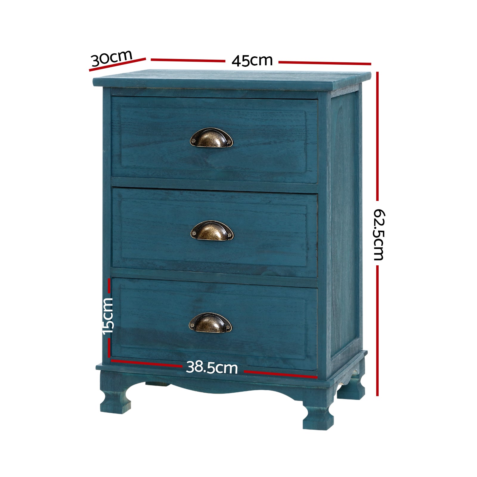 Meridian Vintage Bedside Tables – Blue – Set of 2
