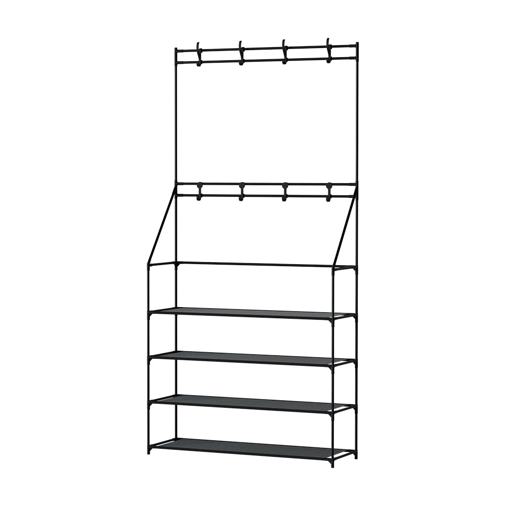 Halston Hall Tree & Shoe Rack – Black – 16 Pairs