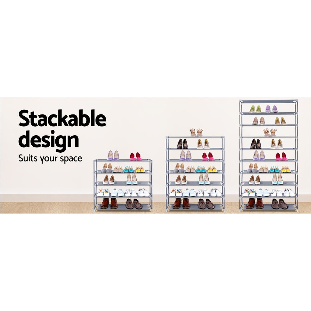 Halston 10 Tier Stackable Shoe Rack – Silver