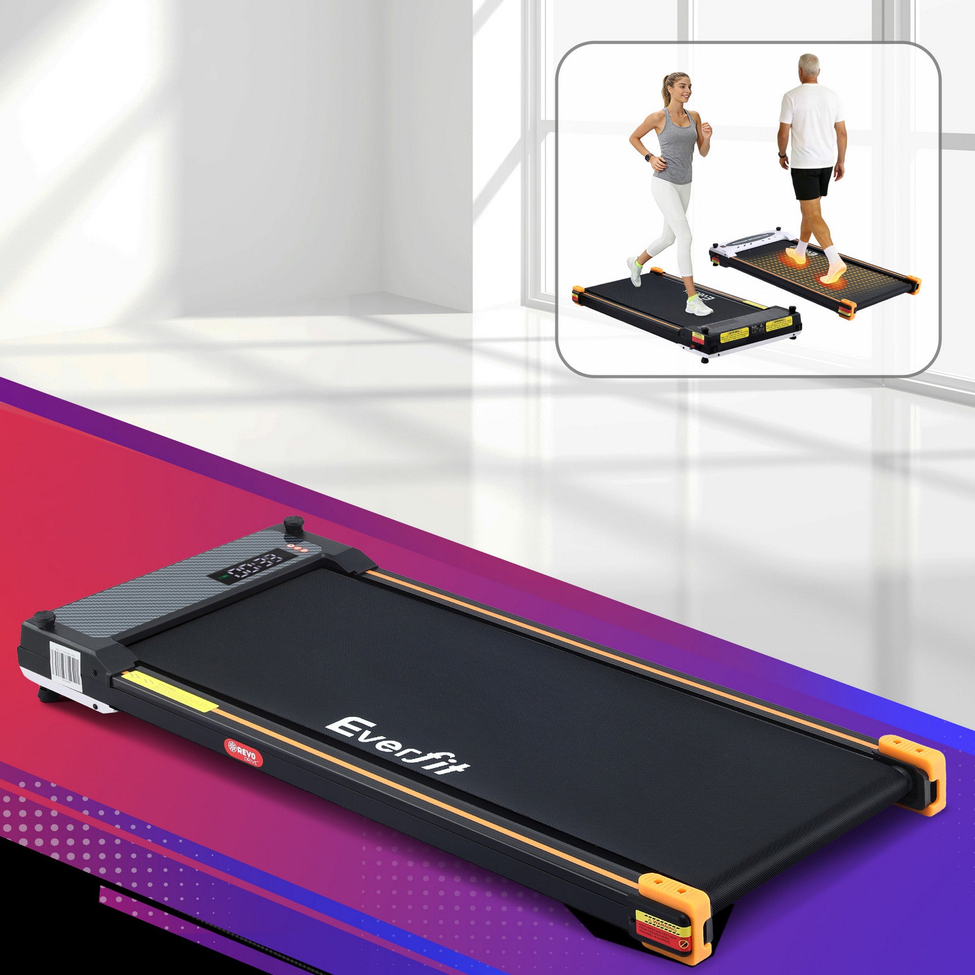 Cove 2 Side Walking Pad Treadmill with Massage Function Fitness 380mm Black