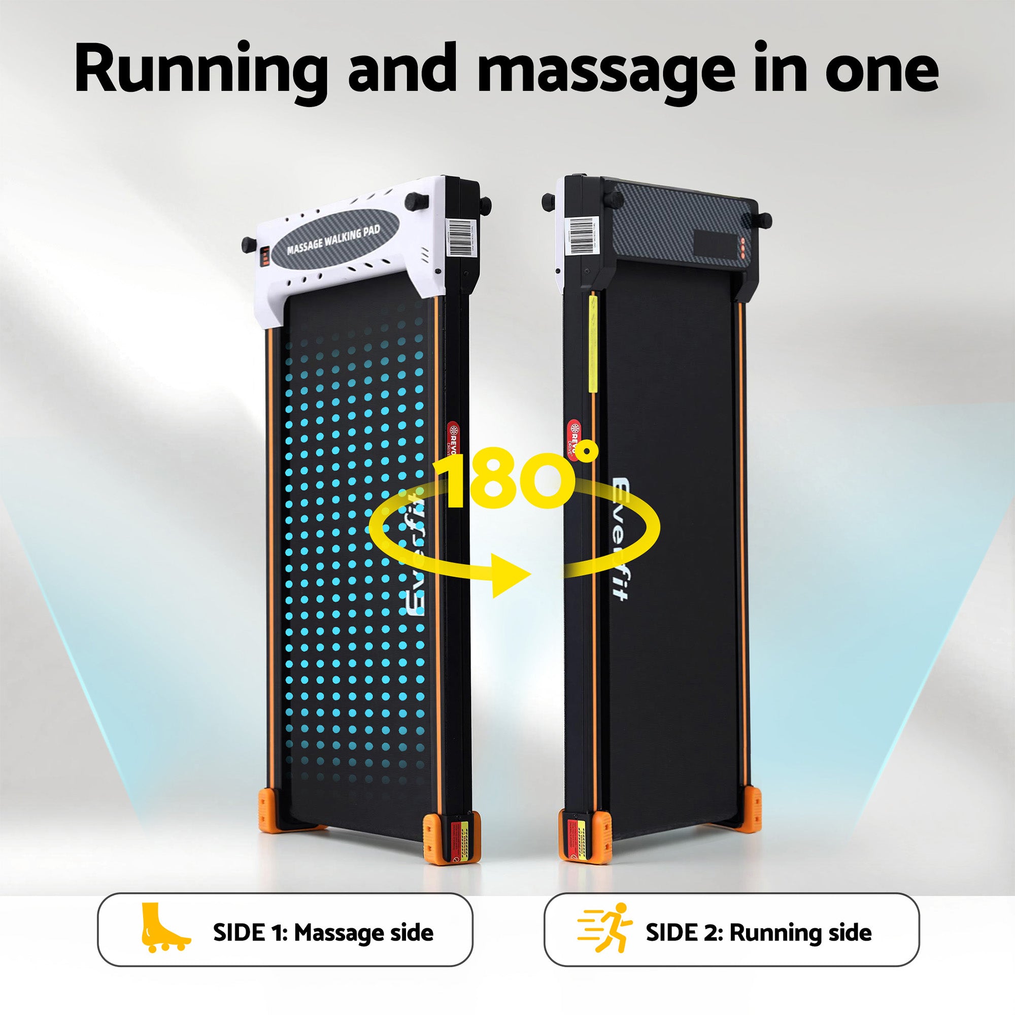 Cove Walking Pad Treadmill with Massage Function – Black – 380mm